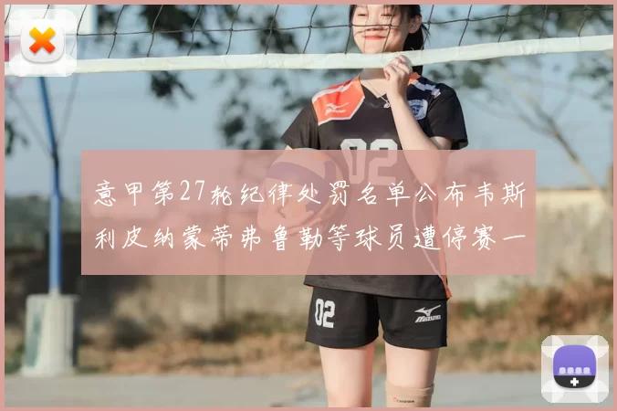 意甲第27轮纪律处罚名单公布韦斯利皮纳蒙蒂弗鲁勒等球员遭停赛一轮