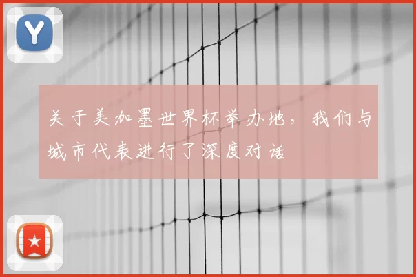 关于美加墨世界杯举办地，我们与城市代表进行了深度对话